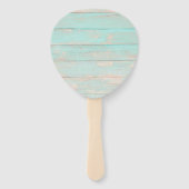 木素朴材ターコイズフローラ名結婚と日付 ハンドファン (裏面)