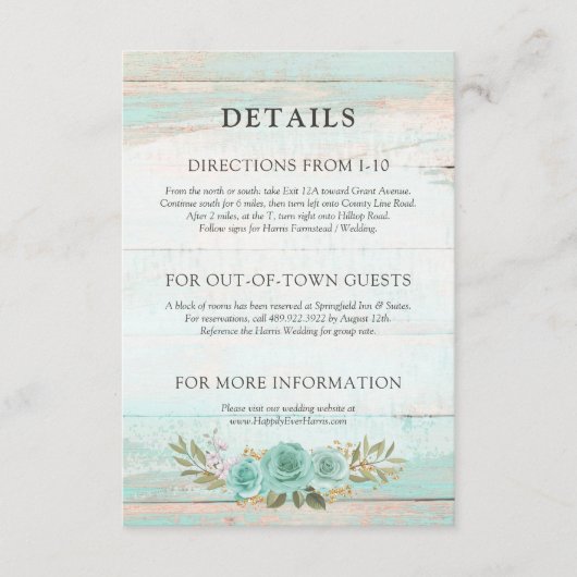 木素朴材ターコイズフローラ詳細/方向 エンクロージャーカード (正面)