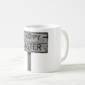 木素朴材ハッピーイースター方向標識 コーヒーマグカップ (正面右)