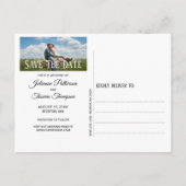 木素朴材ハート写真の保存日付 案内ポストカード (裏面)