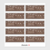 木素朴材ハート名と住所結婚のラベル シール (シート)