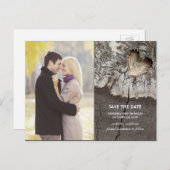 木素朴材ハート樺の木樹皮の写真の保存日付 案内ポストカード (正面/裏面)