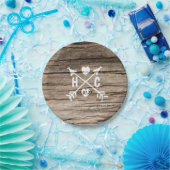 木素朴材ハート&矢印カントリー結婚式プレート ペーパープレート (パーティー)