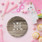 木素朴材ハート&矢印カントリー結婚式プレート ペーパープレート (パーティー)