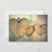 木素朴材ハート- 3x5結婚式招待状 招待状 (裏面)