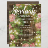 木素朴材バラフローラ弦ライト卒業 案内状 (正面/裏面)