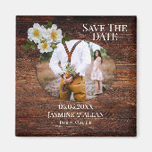 木素朴材バラ写真Save the Date Magnet マグネット (正面)