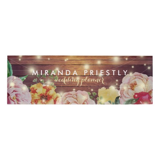 木素朴材フローラストリングライトウェディングプランナー 名札 (正面)