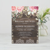 木素朴材フローラストリングライトブライダルシャワー 招待状 (スタンド正面)