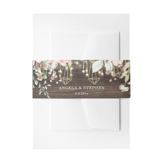 木素朴材フローラストリングラ結婚イト 招待状ベリーバンド (正面例)