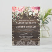 木素朴材フローラストリングラ結婚イト 招待状 (スタンド正面)