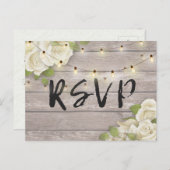 木素朴材フローラストリング光結婚式RSVP返信 インビテーションポストカード (正面/裏面)