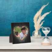 木素朴材フローラハート写真とイニシャル フォトプラーク (インサイチュ)