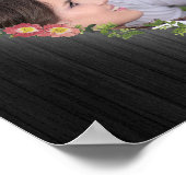 木素朴材フローラハート写真とイニシャル ポスター (角)