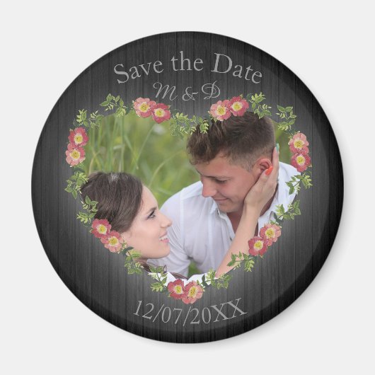 木素朴材フローラハート写真 マグネット (正面)