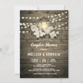 木素朴材フローラランタンライトカップルのシャワー 招待状 (正面)