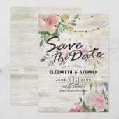 木素朴材フローラ列ラ結婚イの日付 セーブザデート (正面/裏面)