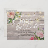 木素朴材フローラ列ラ結婚イの日付 案内ポストカード (正面/裏面)