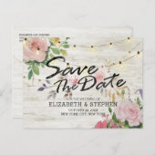 木素朴材フローラ列ラ結婚イの日付 案内ポストカード (正面/裏面)