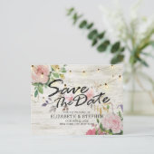 木素朴材フローラ列ラ結婚イの日付 案内ポストカード (スタンド正面)