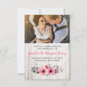 木素朴材フローラ国の結婚式の発表 招待状 (正面)