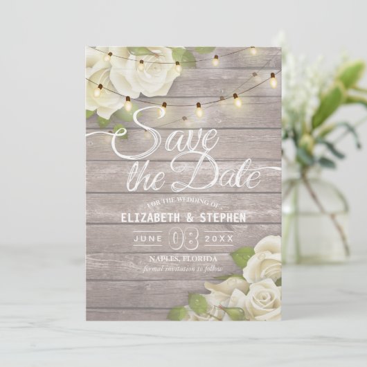 木素朴材フローラ弦ライト日付の保存 セーブザデート (スタンド正面)