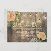 木素朴材フローラ弦ライト日付の保存 案内ポストカード (正面/裏面)