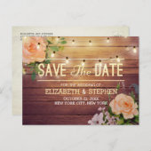 木素朴材フローラ弦ライト日付の保存 案内ポストカード (正面/裏面)