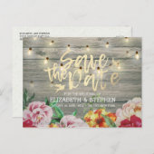 木素朴材フローラ弦ライト日付の保存 案内ポストカード (正面/裏面)