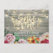 木素朴材フローラ弦ライト日付の保存 案内ポストカード (正面)
