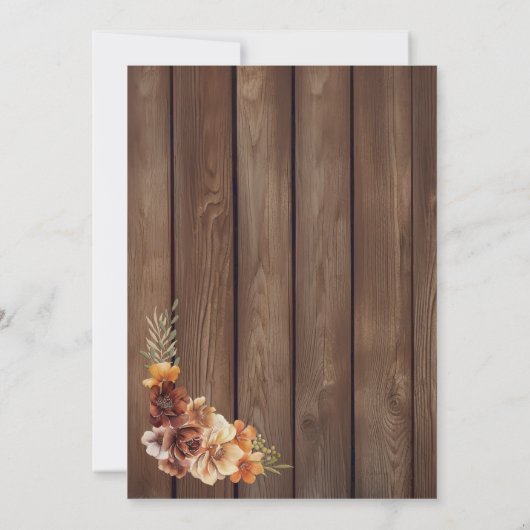 木素朴材フローラ結婚式の日付の保存 招待状 (裏面)