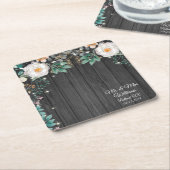 木素朴材ヴィンテージ水彩花ときらめき スクエアペーパーコースター (アングル)