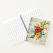 木素朴材名パーソナライズされたのフローラカラフル ノートブック (内部)