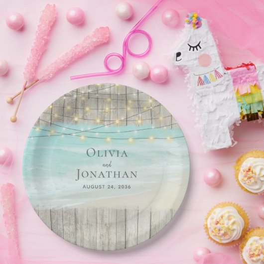 木素朴材海ビーチストリングラ結婚イト ペーパープレート (パーティー)