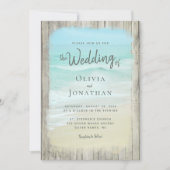 木素朴材海波ビーチ結婚式 招待状 (正面)