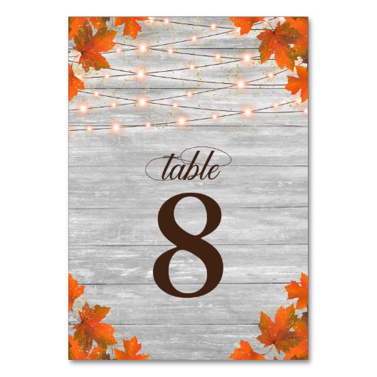 木素朴材紅葉ストリングラ結婚イト テーブルナンバー (正面)