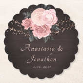 木素朴材赤面フローラストリングラ結婚イト ペーパーコースター (正面)