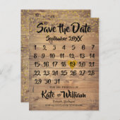 木素朴材金ゴールド愛ハートカレンダー日付を保存 案内ポストカード (正面/裏面)