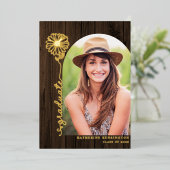 木素朴材金ゴールド手書き写真卒業 箔招待状 (立ち正面)