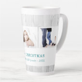 木素朴材3家族の写真コラージクリスマス カフェラテマグ (右アングル)