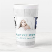 木素朴材3家族の写真コラージクリスマス カフェラテマグ (正面)
