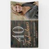 木素朴材40と素晴らしい40th誕生日の写真 横断幕 (縦)