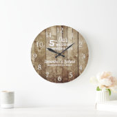 木素朴材5結婚周年パーソナライズされた記事   ラージ壁時計 (ホーム)
