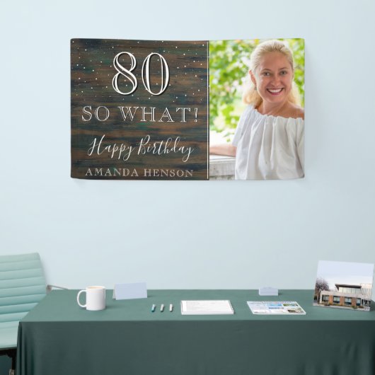 木素朴材80So何80誕生日の写真 横断幕 (トレードショー)