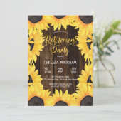 木素朴材 |ひまわり花の定年パーティー 招待状 (スタンド正面)