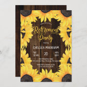 木素朴材 |ひまわり花の定年パーティー 招待状 (正面/裏面)