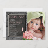 木素朴材 |シャルボードフローラ写真バプテスマ 招待状 (正面)