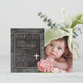 木素朴材 |シャルボードフローラ写真バプテスマ 招待状 (スタンド正面)