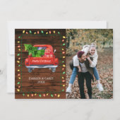 木素朴材&ストリングライトクリスマスフォトカード (正面)