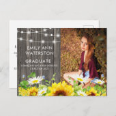 木素朴材&ストリングライト写真卒業パーティー インビテーションポストカード (正面/裏面)